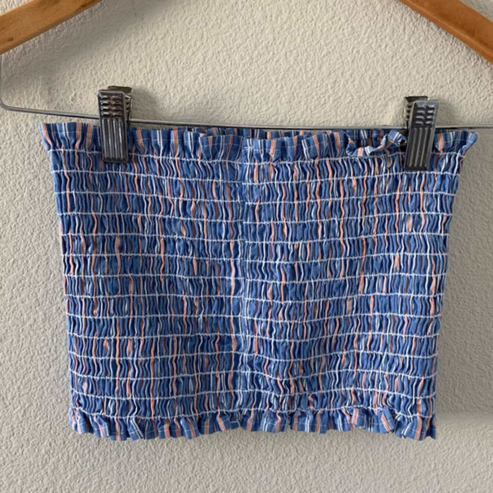 FURST OF A KIND Ruched Blue Tube Top‎